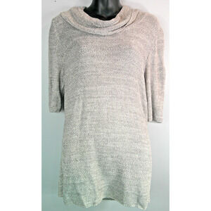Jones New York Collection Short Sleeve Cowl Neck Blouse Silver Gray Women's XL